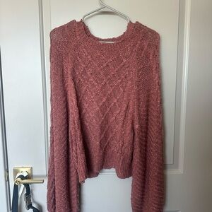 Altar'd State Textured Knit Sweater - Dusty Rose